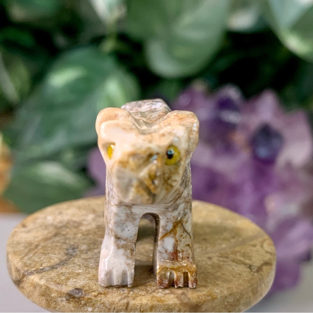 Soapstone Carved Bear Figurine Miniature Stone Spirit Animal Bear Carving 1.5" - Picture 4 of 14
